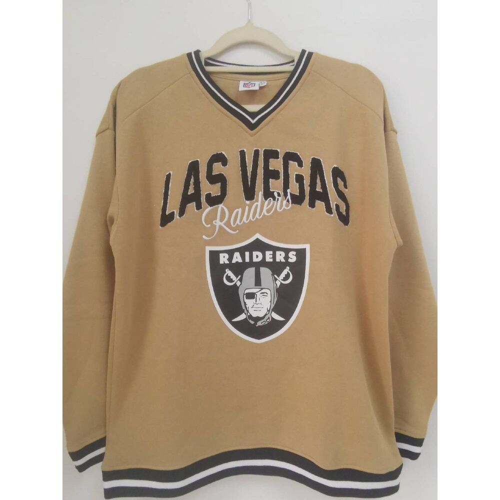NFL Las Vegas Raiders Print V Neck Fleece Lined Sweatshirt